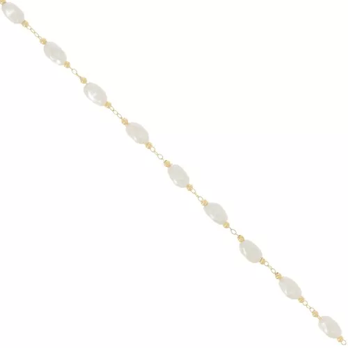 Catena di perline 5 mm - Perle d'acqua dolce irregolari - Oro x50cm