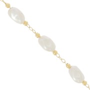 Catena di perline 5 mm - Perle d'acqua dolce irregolari - Oro x50cm