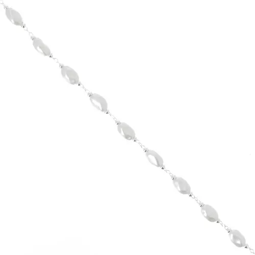 Catena di perline da 5 mm - Perle d'acqua dolce irregolari - Argento x50cm