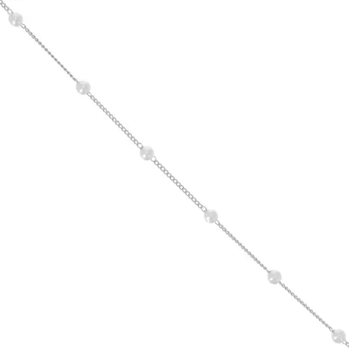 Catena di perline 4 mm - perle d'acqua dolce - Argento x50cm