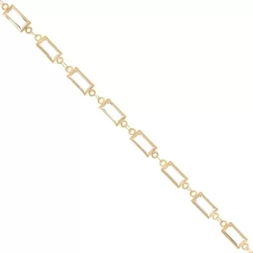 Catena rettangolare sfaccettata in acrilico da 6 mm - Oro - Cristallo x 50 cm