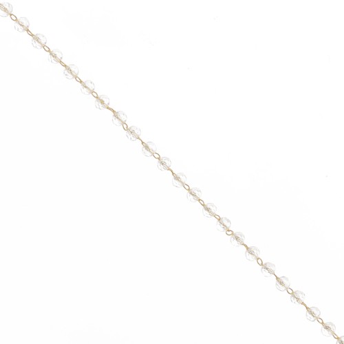 Catena di perle di vetro sfaccettate - 4 mm - Oro - Cristallo x 50 cm