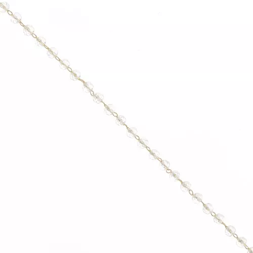 Catena di perle di vetro sfaccettate - 4 mm - Oro - Cristallo x 50 cm