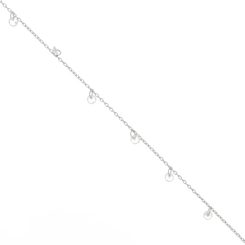 Catena da 1,3 mm con pendenti in zirconi da 4 mm - Placcata argento x 50 cm
