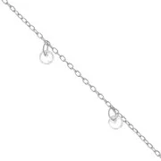 Catena da 1,3 mm con pendenti in zirconi da 4 mm - Placcata argento x 50 cm