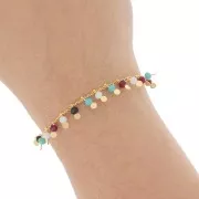 Catena rombo da 1,8 mm con perline sfaccettate da 3,5 mm - Oro x 50 cm