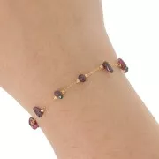 Catena di perline chips pietra preziosa Maglia forzatina 5mm - Oro -Granato x 50cm