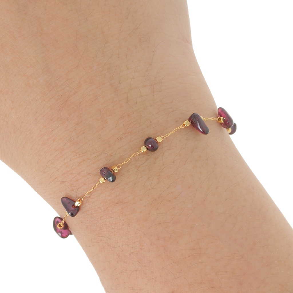 Braccialetto di perline di granato rosso AAA - Gioielli fatti a mano in granato rondella sfaccettato da 6 mm - Bracciale unisex - Perline di pietre preziose AAA - Saldi di Halloween