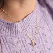 Ciondolo rotondo piatto da 10 mm castone testurizzato- oro fino Pietra di luna