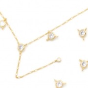 Inserto rotondo a 3 anelli in ossido di zirconio 6 mm Oro fino - Cristallo x1