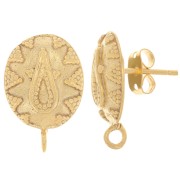 Orecchini ovali con motivo etnico - 18x12 mm - Dorati con oro fino x2|raw }}