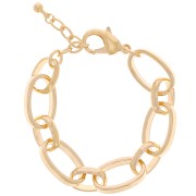 Bracciale grande piatto ovale forzatina 15 mm - Dorato in oro fino x 20cm