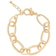 Bracciale grande piatto ovale forzatina 15 mm - Dorato in oro fino x 20cm