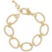 Bracciale a maglia forzatina da 16 mm con diamante - Dorato con oro fino x 19 cm