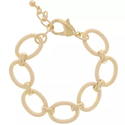 Bracciale a maglia forzatina da 16 mm con diamante - Dorato con oro fino x 19 cm