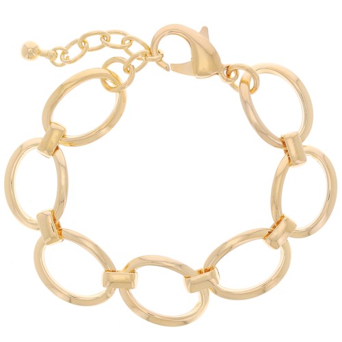 Bracciale a maglia forzatina ovale da 16 mm - Dorato in oro fino x 19 cm