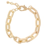 Bracciale a maglie rettangolari grandi 9,5 mm - Dorato in oro fino x 18 cm