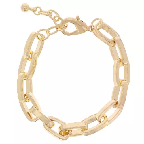 Bracciale a maglie rettangolari grandi 9,5 mm - Dorato in oro fino x 18 cm