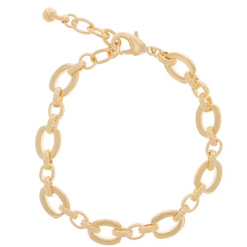 Bracciale in maglia forzatina ovale da 9mm con effetto diamantato oro fine x 19 cm