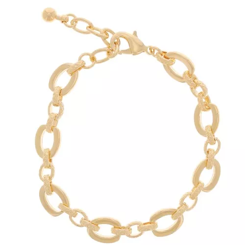 Bracciale in maglia forzatina ovale da 9mm con effetto diamantato oro fine x 19 cm