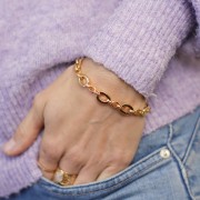 Bracciale in maglia forzatina ovale da 9mm con effetto diamantato oro fine x 19 cm