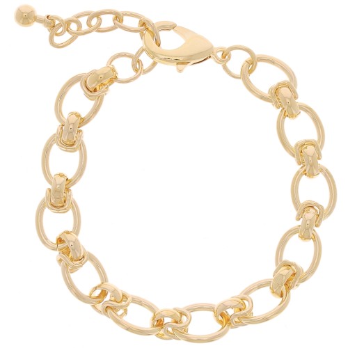 Bracciale a maglie grandi ovali da 10 mm - Dorato con oro fino x 19 cm