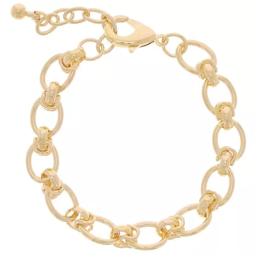 Bracciale a maglie grandi ovali da 10 mm - Dorato con oro fino x 19 cm