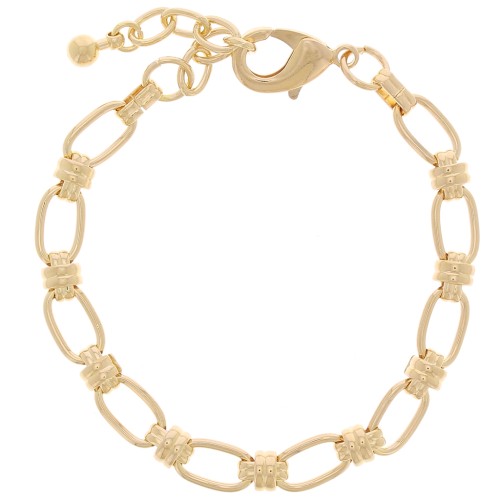 Bracciale a maglie larghe da 7,5 mm - Dorato con oro fino x 19 cm
