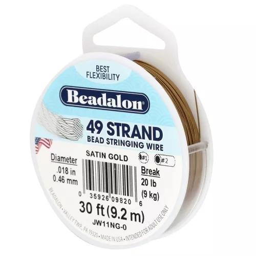 Cavetto 49 fili 0,46 mm - Beadalon - Acciaio inossidabile - Oro satinato x9,2m