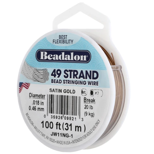 Cavetto 49 fili 0,46 mm - Beadalon - Acciaio inossidabile - Oro satinato x31m