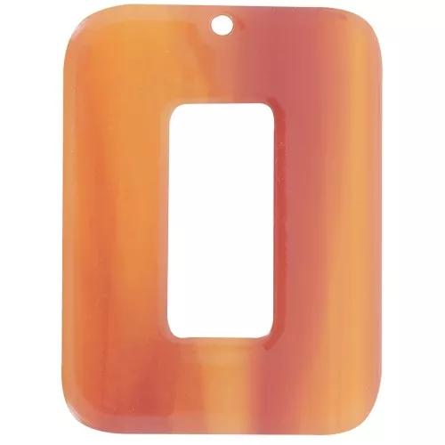 Ciondolo a rettangolo cavo in acetato trasparente 40x30 mm - Fauve marmorizzato x1