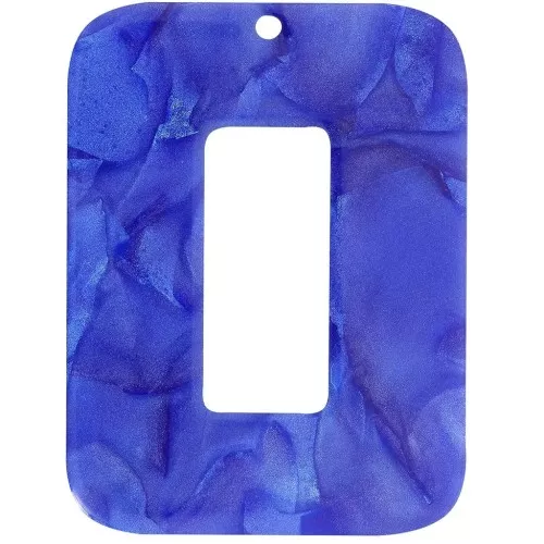 Ciondolo rettangolare in acetato trasparente 40x30 mm - Royal Blue Pearl x1