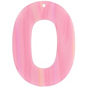 Pendente ovale scavato in acetato opaco 47x34mm Striscia perlata rosa multipla x1|raw }}