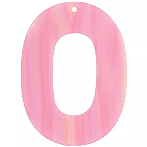 Pendente ovale cavo 47x34 mm in acetato opaco - Perla rosa multipla a righe x1