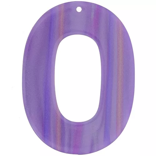 Ciondolo ovale cavo 47x34 mm in acetato opaco - Multi-violet pearly stripe x1