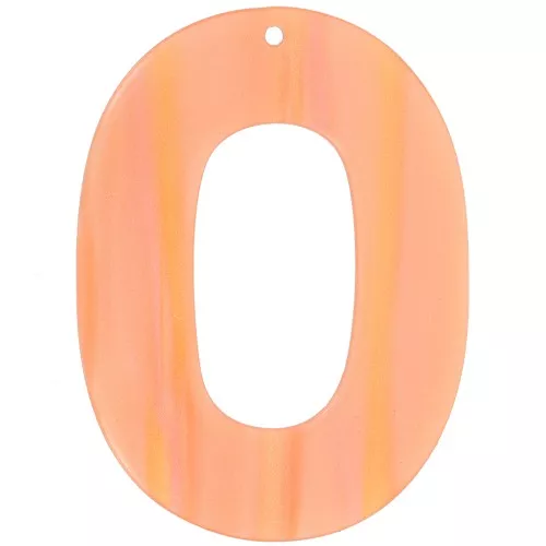 Ciondolo ovale cavo 47x34 mm in acetato opaco - Multi-arancio perlato a strisce x1
