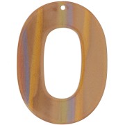 Pendente ovale scavato in acetato opaco 47x34 mm - Multi-stripe marrone perlato x1