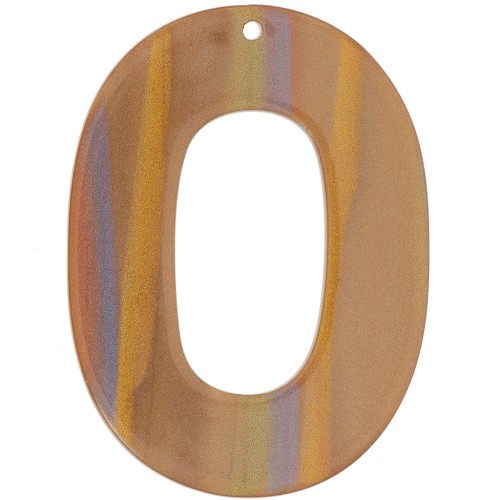 Pendente ovale scavato in acetato opaco 47x34 mm - Multi-stripe marrone perlato x1