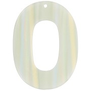 Pendente ovale scavato in acetato opaco 47x34 mm - Perla verde chiaro a più righe