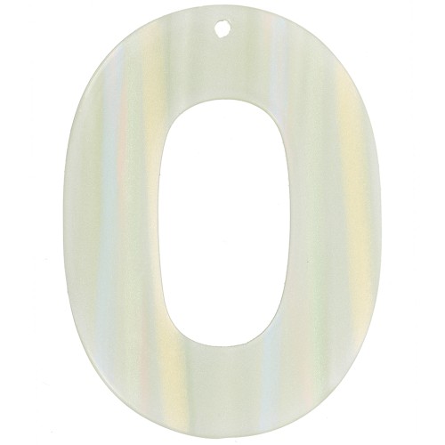 Pendente ovale scavato in acetato opaco 47x34 mm - Perla verde chiaro a più righe