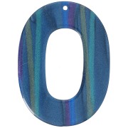 Pendente ovale scavato in acetato opaco 47x34 mm - Perla blu multipla striata x1|raw }}