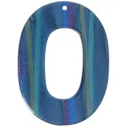 Blu - Pendente ovale scavato in acetato opaco 47x34 mm - Perla blu multipla striata x1 Pendente ovale scavato in acetato opaco 47x34 mm - Perla blu multipla striata x1