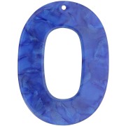 Pendente ovale scavato in acetato opaco 47x34 mm - Blu reale perlato x1|raw }}