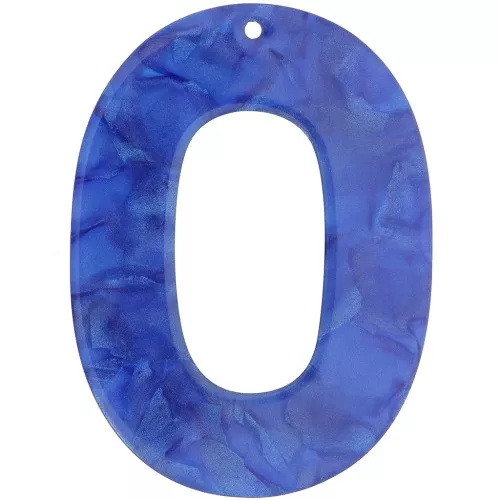 Pendente ovale cavo in acetato opaco 47x34 mm - Royal Blue Pearl x1