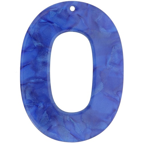 Pendente ovale scavato in acetato opaco 47x34 mm - Blu reale perlato x1