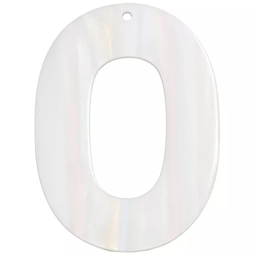 Pendente ovale incavato in acetato 47x34 mm - Perla bianca multipla a righe x1