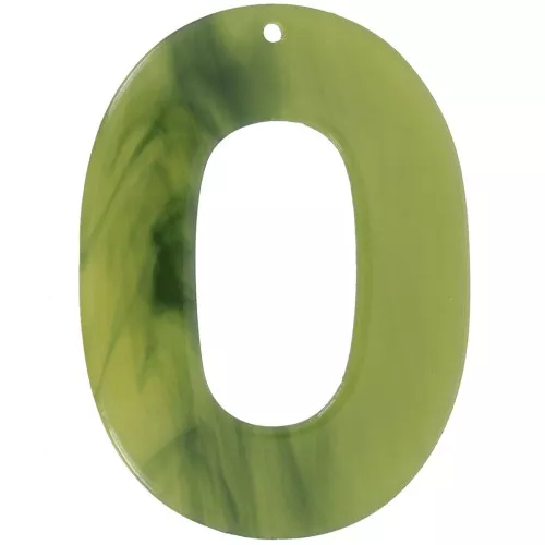 Ciondolo ovale trasparente in acetato 47x34 mm - Oliva marmorizzata x1
