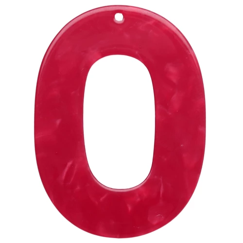 Ciondolo ovale in acetato trasparente 47x34 mm - Rosso x1