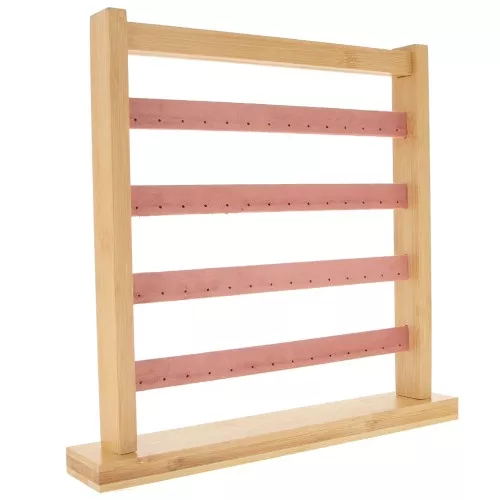 Portagioie - Espositore per orecchini - 33x30 cm Bambù - Camoscio rosa x1