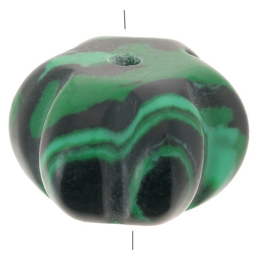 Perla rotonda a forma di zucca 12 mm - Malachite x1
